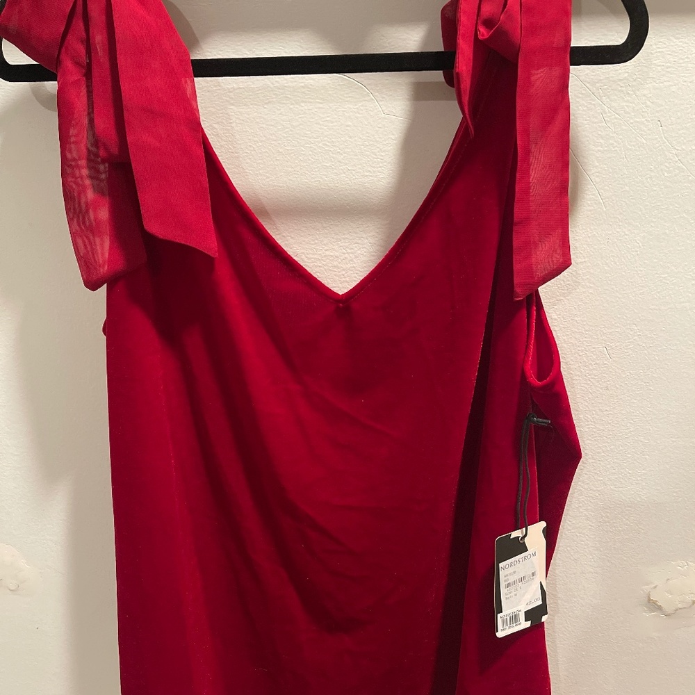 red velvet sleeveless blouse